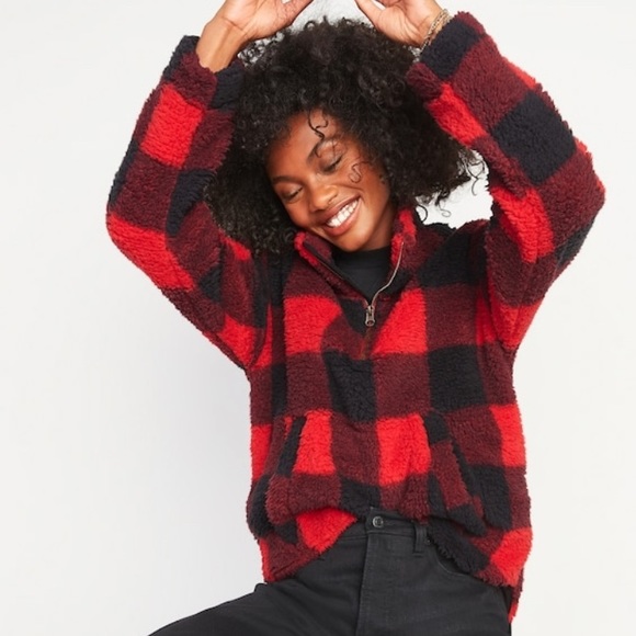 buffalo plaid half zip
